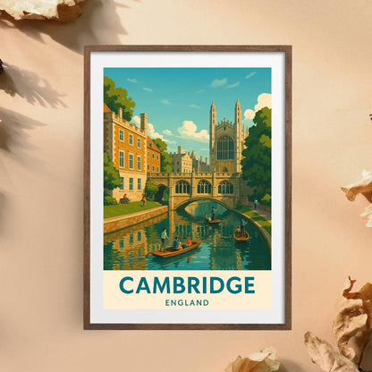 Cambridge Poster, Cambridge Wall Art, Britain Wall Art, Cambridge Travel Print, Cambridge Art, Wedding Gift, Birthday Present, Travel Decor