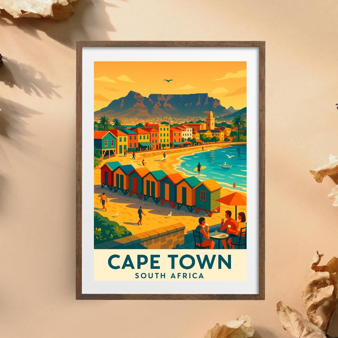 Cape Town Poster, South Africa Wall Art, Cape Town Wall Art, Cape Town Travel Poster, Birthday Present, Wedding Gift Print, Travel Decor