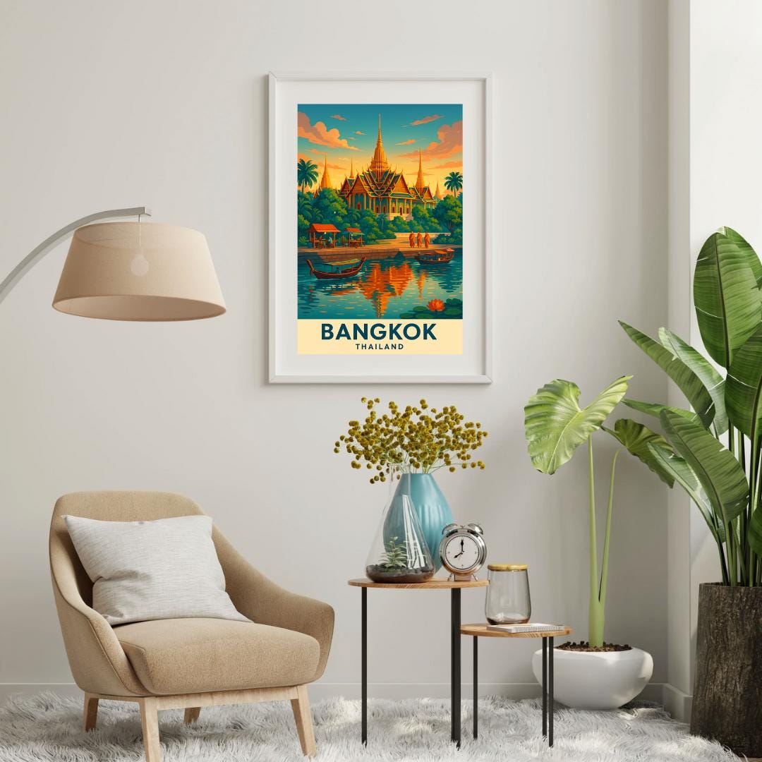 Bangkok Travel Poster, Thailand Wall Art, Bangkok Print, Wedding Gift, Birthday Present, Travel Print, Bangkok Wall Art, Travel Decor