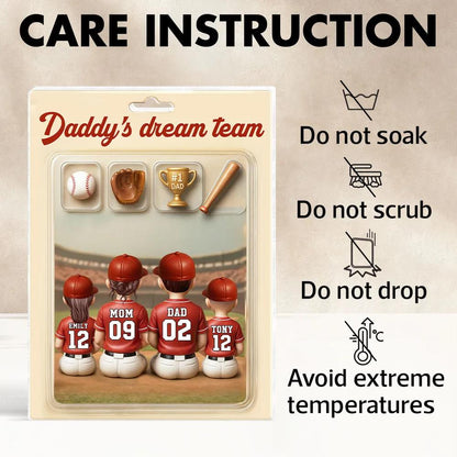 3D Effect Custom Figure Baseball Family Daddy's Dream Team Personalized Rectangle Acrylic Block Plaque, Gift for Fathers day, Baseball Lover
