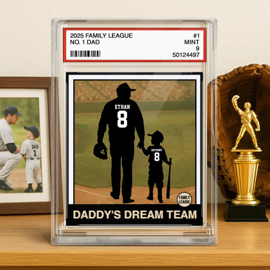 Custom Baseball No. 1 Dad, Grandpa, Man & Kids Trading Card Style Personalized Acrylic Block Plaque, Father's Day Gift for Baseball Dad
