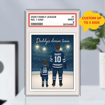 No. 1 Dad & Kids Hockey Trading Card Style, Personalized Acrylic Block Plaque, Father's Day Gift, Custom Figure Family Acrylic Block