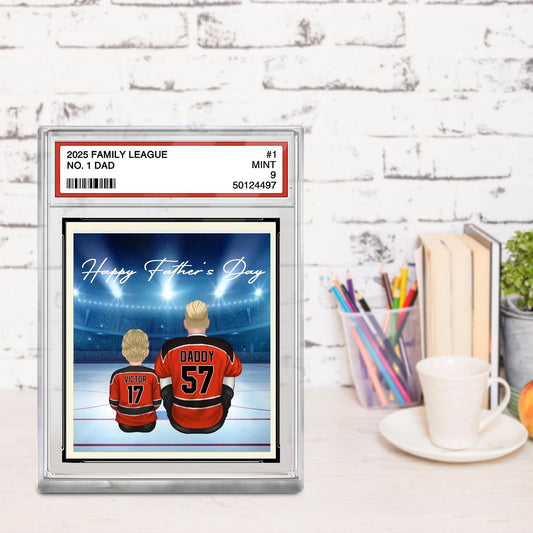 Personalized Hockey No. 1 Dad Trading Card Style Acrylic Block, Father's Day Gift For Hockey Lover, Gift For Hockey Acrylic Block Plaque