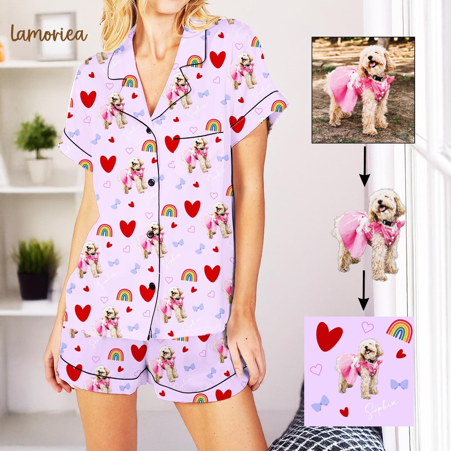 Customized Pet Pajamas Set, Pet Face Pajamas, Dog Lover PJs, Family Pajamas, Pet Portrait, Matching Pajamas, Gift for Her, Birthday Pajamas