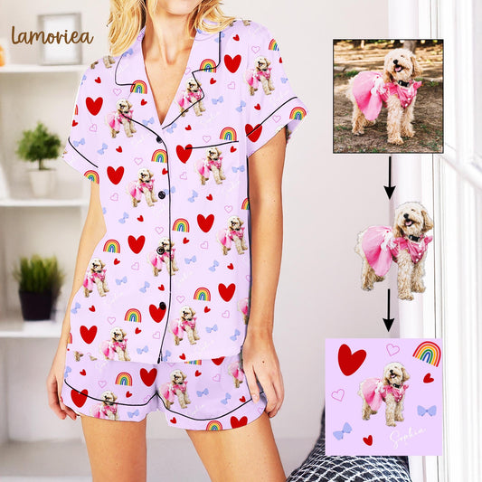 Customized Pet Pajamas Set, Pet Face Pajamas, Dog Lover PJs, Family Pajamas, Pet Portrait, Matching Pajamas, Gift for Her, Birthday Pajamas