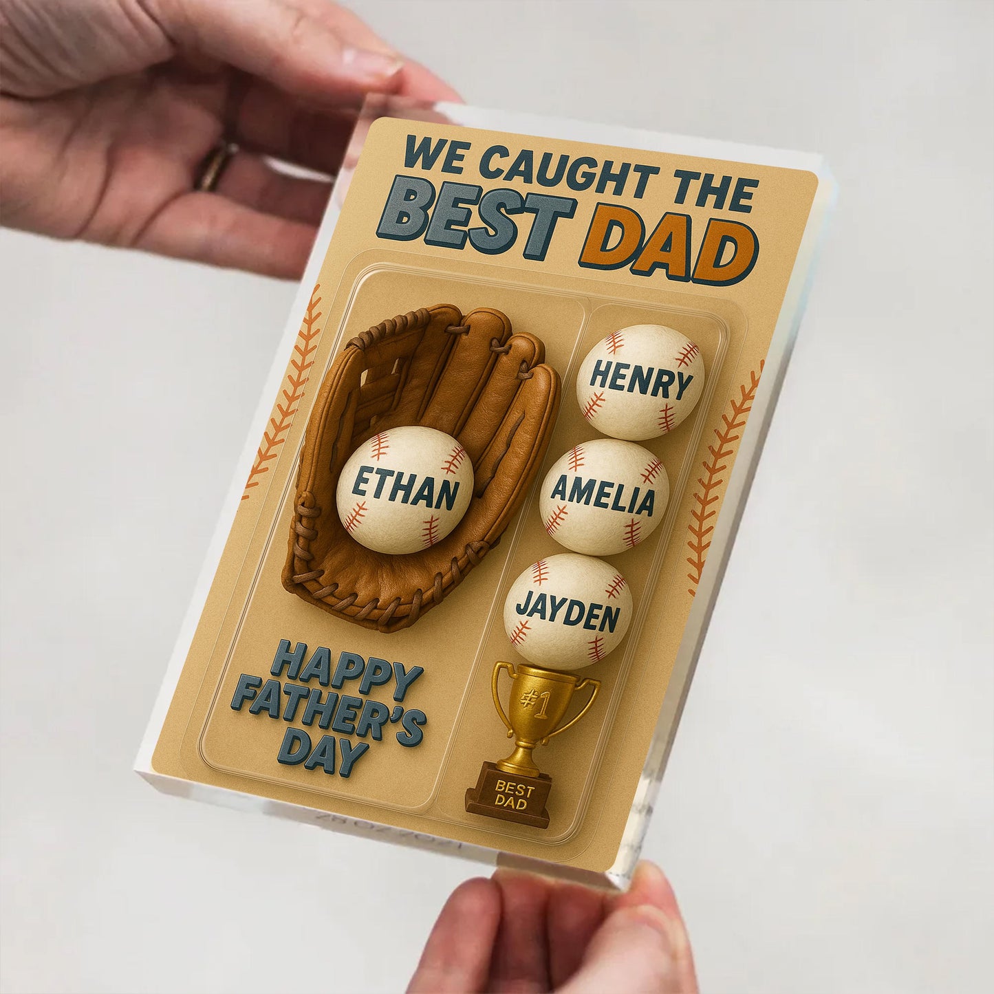We Caught The Best Dad Baseball Lover Toy Box GPT Figure Style Personalized Acrylic Block Plaque, Gift For Baseball Dad, Dad Baseball Lovers