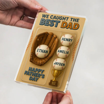 We Caught The Best Dad Baseball Lover Toy Box GPT Figure Style Personalized Acrylic Block Plaque, Gift For Baseball Dad, Dad Baseball Lovers