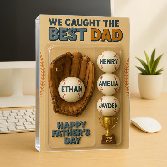We Caught The Best Dad Baseball Lover Toy Box GPT Figure Style Personalized Acrylic Block Plaque, Gift For Baseball Dad, Dad Baseball Lovers