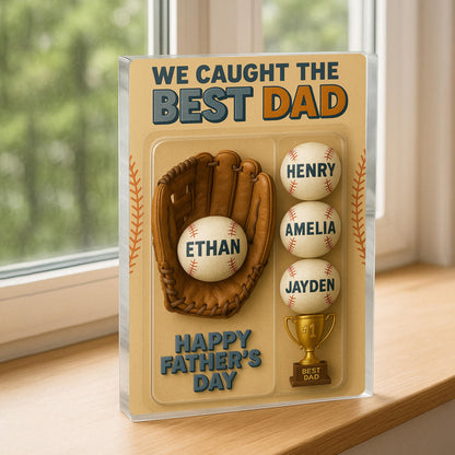 We Caught The Best Dad Baseball Lover Toy Box GPT Figure Style Personalized Acrylic Block Plaque, Gift For Baseball Dad, Dad Baseball Lovers