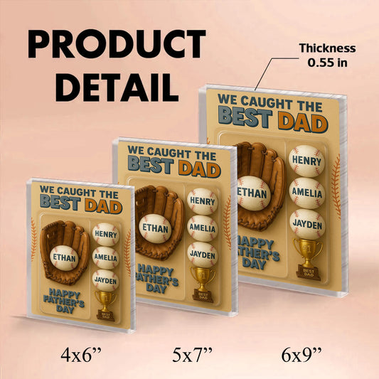 We Caught The Best Dad Baseball Lover Toy Box GPT Figure Style Personalized Acrylic Block Plaque, Gift For Baseball Dad, Dad Baseball Lovers