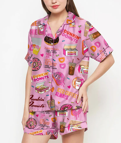 Donuts Pajamas Satin Set, Party Pajamajam, Mother's Day Gift, Birthday Gift, Pjs For Women, Bridesmaid Gifts, Gift For Her