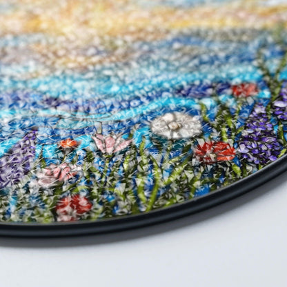 Vibrant wildflower meadow and ocean wave stained glass suncatcher summer window decor gift for nature lovers