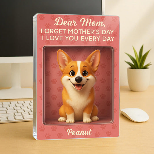 Personalized Dog Mom Figurine Acrylic Plaque Block, Custom Pet Name Gift for Mom, Corgi Mother's Day Gift, Cute Puppy Keepsake for Dog Lover