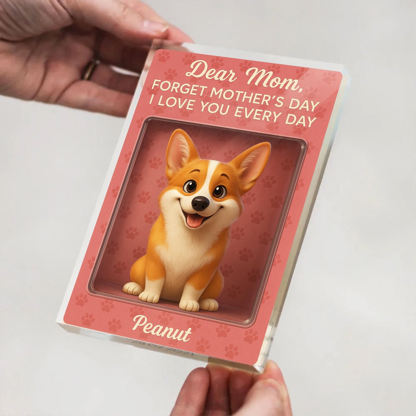 Personalized Dog Mom Figurine Acrylic Plaque Block, Custom Pet Name Gift for Mom, Corgi Mother's Day Gift, Cute Puppy Keepsake for Dog Lover