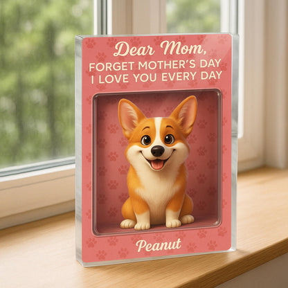 Personalized Dog Mom Figurine Acrylic Plaque Block, Custom Pet Name Gift for Mom, Corgi Mother's Day Gift, Cute Puppy Keepsake for Dog Lover