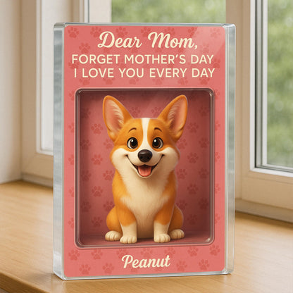 Personalized Dog Mom Figurine Acrylic Plaque Block, Custom Pet Name Gift for Mom, Corgi Mother's Day Gift, Cute Puppy Keepsake for Dog Lover