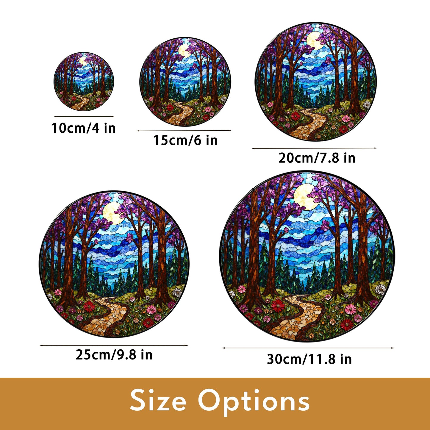 Enchanted Forest Path Suncatcher Stained Glass Window Decor Gift for Nature Lovers