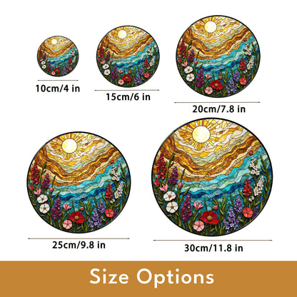 Colorful Wildflower Field Suncatcher Stained Glass Sun and Sky Sun Catcher Gift for Nature Lover