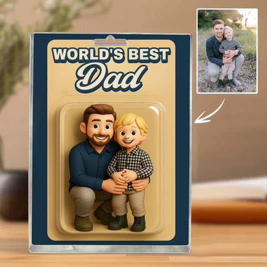 Personalized Fathers Day Gift For Dad, Custom Photo Dad And Kids Action Figure Acrylic Block, Best Dad Ever Block, New Dad Gift For Husband