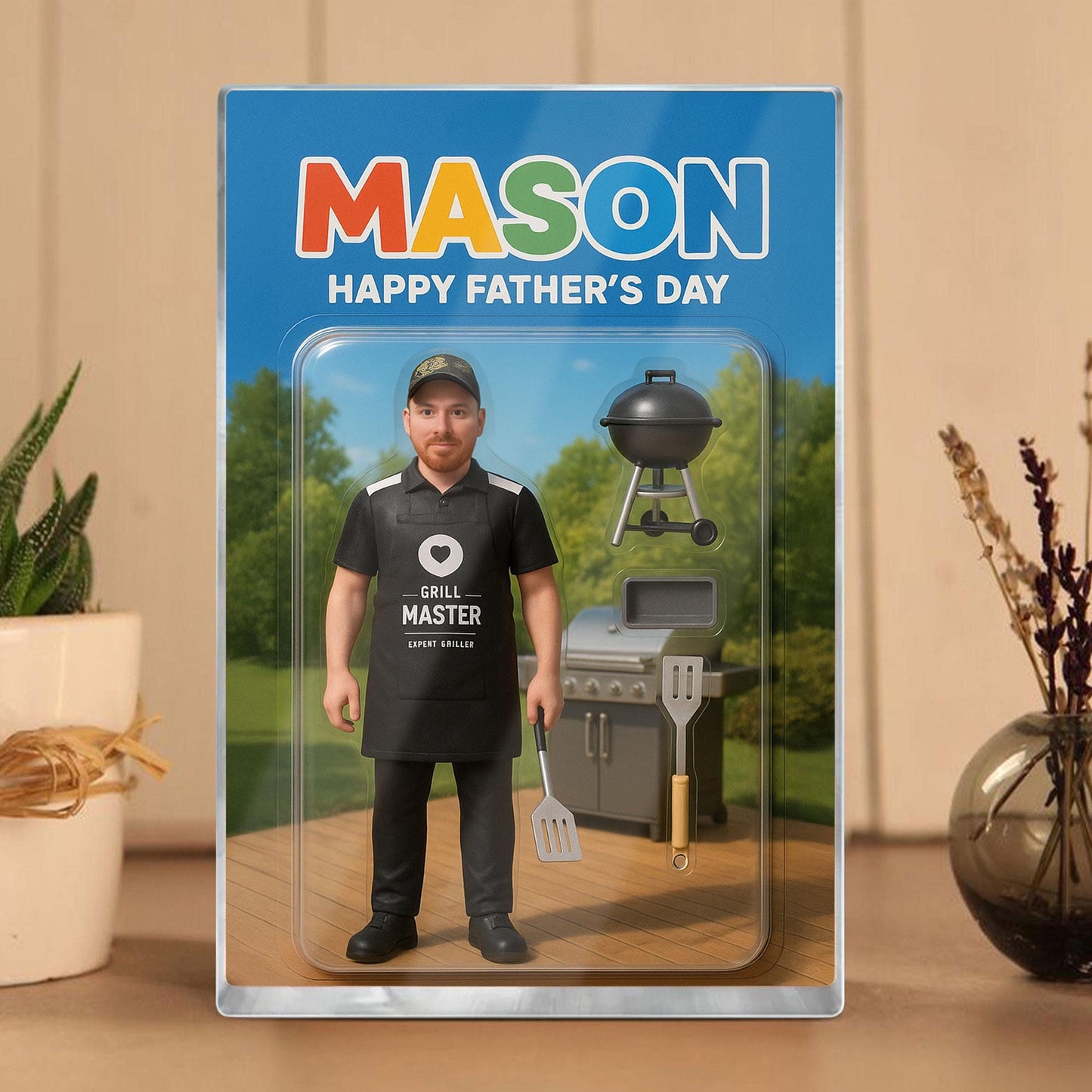 Personalized Photo BBQ Dad Acrylic Block, Custom Father’s Day Gift For Dad, Funny Party Decor, BBQ Grilled Action Figure Plaque