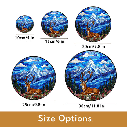 Mountain Deer Forest Scene Suncatcher Nature Window Hanging Gift
