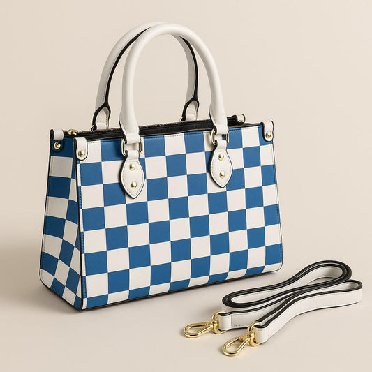 Checkmate Checkered Box Purse. Multiple Color Options, Vegan Leather Handbag, Top Handle, High-quality Crossbody Bag, Shoulder bag