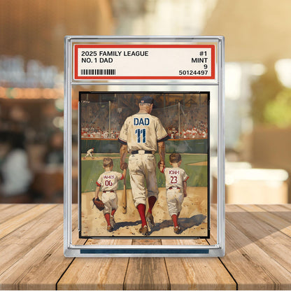 Baseball No. 1 Dad Man And Kids Trading Card Style Personalized Acrylic Block, Dad Plaque, Father's Day Gift for Baseball Husband, Dad