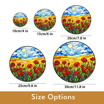 Vibrant wildflower meadow sun catcher stained glass window decor gift for nature lover friend