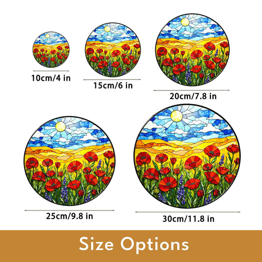 Vibrant wildflower meadow sun catcher stained glass window decor gift for nature lover friend