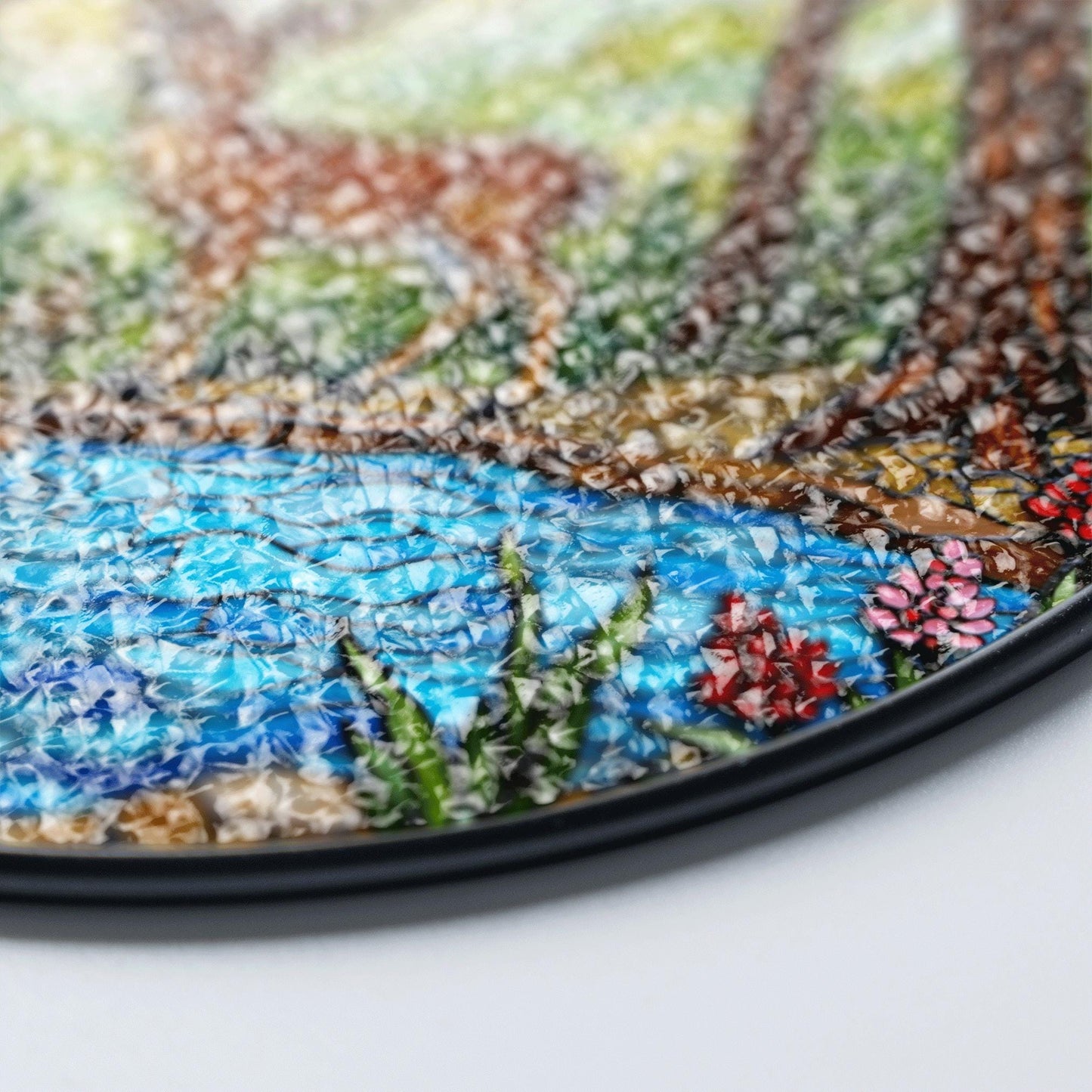 Majestic Deer Forest Scene Stained Glass Style Window Hanging Suncatcher Gift for Nature Lover