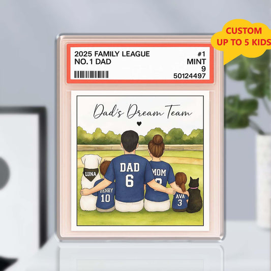 Baseball Dad Acrylic Photo Block Trading Card Style, Custom Trading Card Gift for Father's Day, Personalized Family Dad Gift from Kid, Wife
