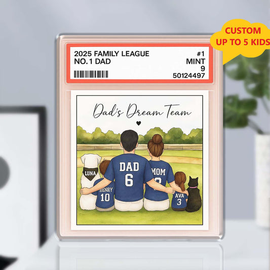 Baseball Dad Acrylic Photo Block Trading Card Style, Custom Trading Card Gift for Father's Day, Personalized Family Dad Gift from Kid, Wife