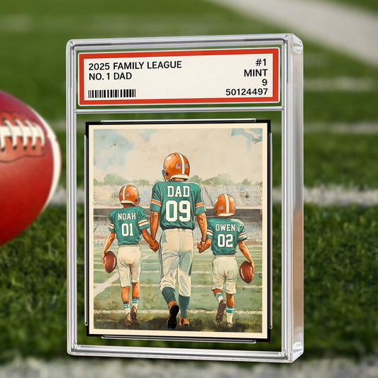 Personalized Football No. 1 Dad Man And Kids Trading Card Style Acrylic Block, Father's Day Gift For Football Dad, Custom Dad Acrylic Plaque