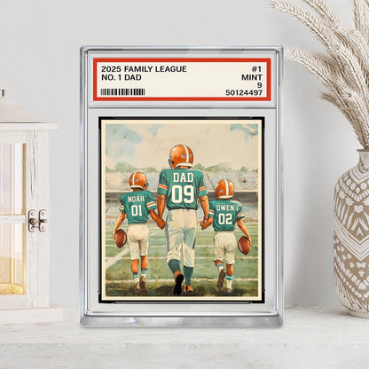 Personalized Football No. 1 Dad Man And Kids Trading Card Style Acrylic Block, Father's Day Gift For Football Dad, Custom Dad Acrylic Plaque