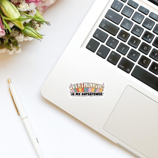 Overthinker is My Superpower Retro Vinyl Sticker, kindle stickers, mental health sticker, Positivity Sticker, affirmation