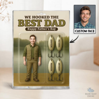 Custom Photo We Hooked The Best Dad Acrylic Block Plaque, Best Dad Fishing Acrylic Block Plaque, Father's Day Gift for Dad, Gift for Husband