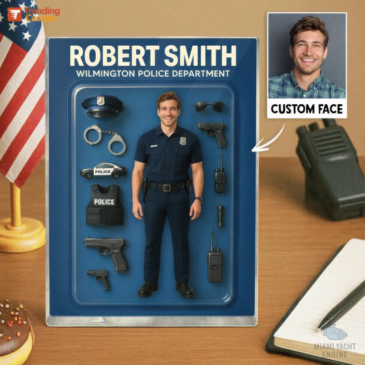 Custom Photo And Name The Best Dad Acrylic Block Plaque, Best Policeman Dad Acrylic Block Plaque, Father's Day Gift for Dad,Gift For Husband