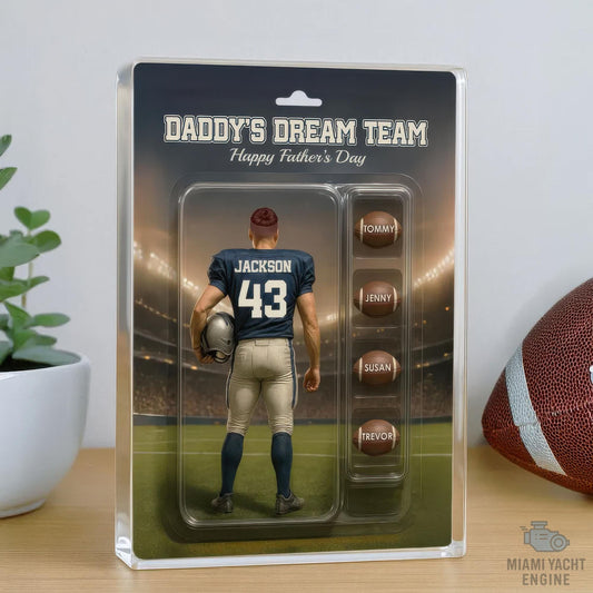 Custom Name Daddy's Dream Team Acrylic Block Plaque, Best Rugby Football Dad Ever Acrylic Block, Father's Day Gift For Dad, Gift For Husband