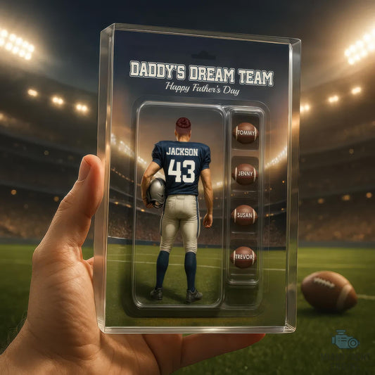 Custom Name Daddy's Dream Team Acrylic Block Plaque, Best Rugby Football Dad Ever Acrylic Block, Father's Day Gift For Dad, Gift For Husband