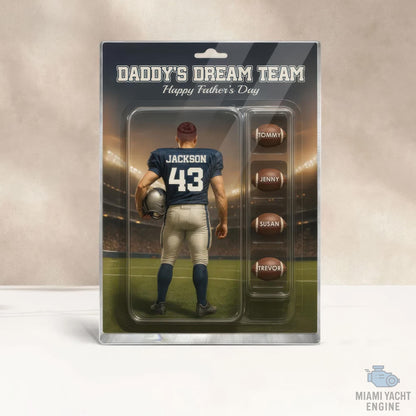 Custom Name Daddy's Dream Team Acrylic Block Plaque, Best Rugby Football Dad Ever Acrylic Block, Father's Day Gift For Dad, Gift For Husband