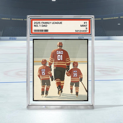 Personalized Hockey No. 1 Dad Man And Kids Trading Card Style Acrylic Plaque, Father's Day Gift For Hockey Dad, Custom Dad Acrylic Block