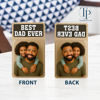 Personalized Father's Day Gifts For Dad, Custom Photo Dad And Kids Action Figure Acrylic Block, Best Dad Ever Block Plaque, Gift For Husband