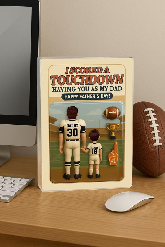 I Scored A Touchdown Having You as my Dad, Custom Figure Personalized Acrylic Block Plaque, Father's Day Gift for Dad, Gift for Husband