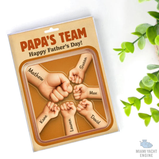 Custom Name Daddy's Team Acrylic Block Plaque, Father Daughter Fist Bump Acrylic Block Plaque, Father's Day Gift for Dad, Gift for Husband