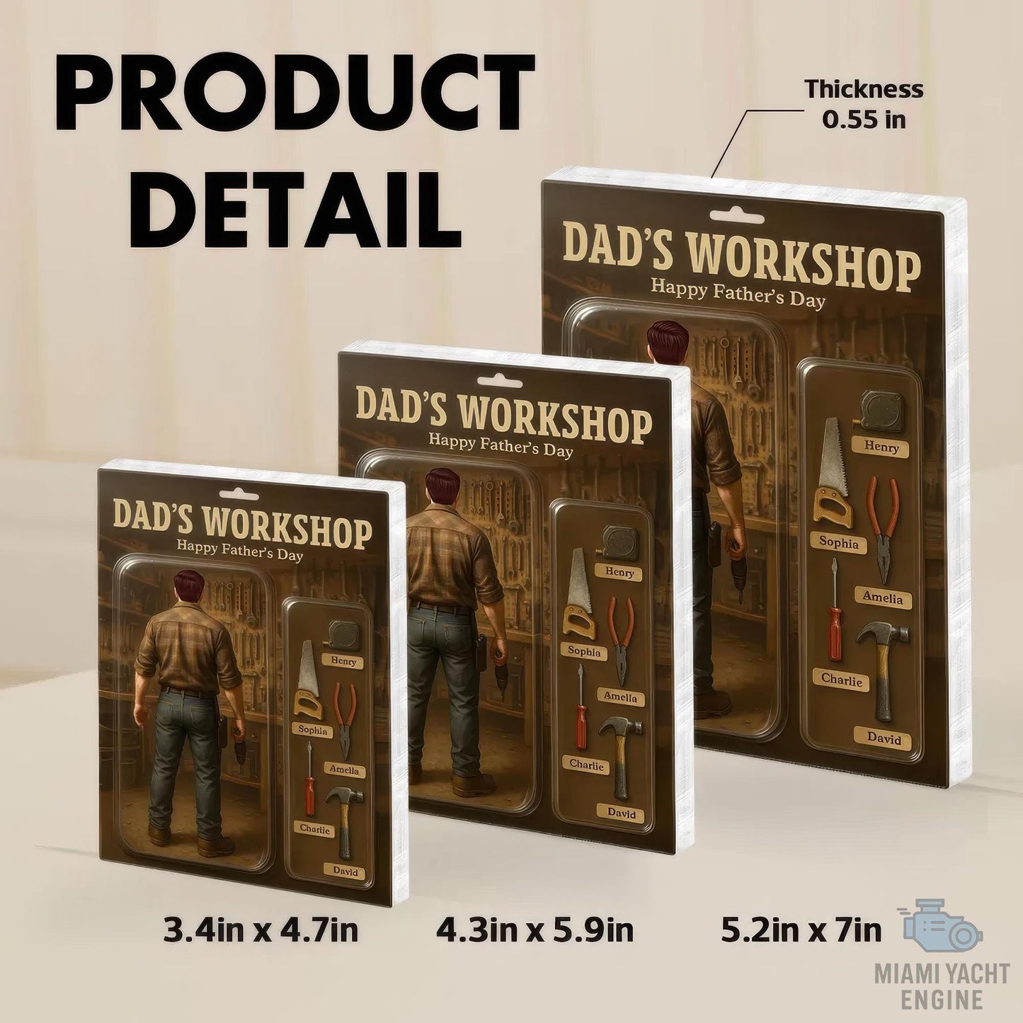 Custom Name Daddy Workshop Acrylic Block Plaque, If Dad Can’t Fix It Display Acrylic Block, Father’s Day Gift For Handy Dad,Gift For Husband