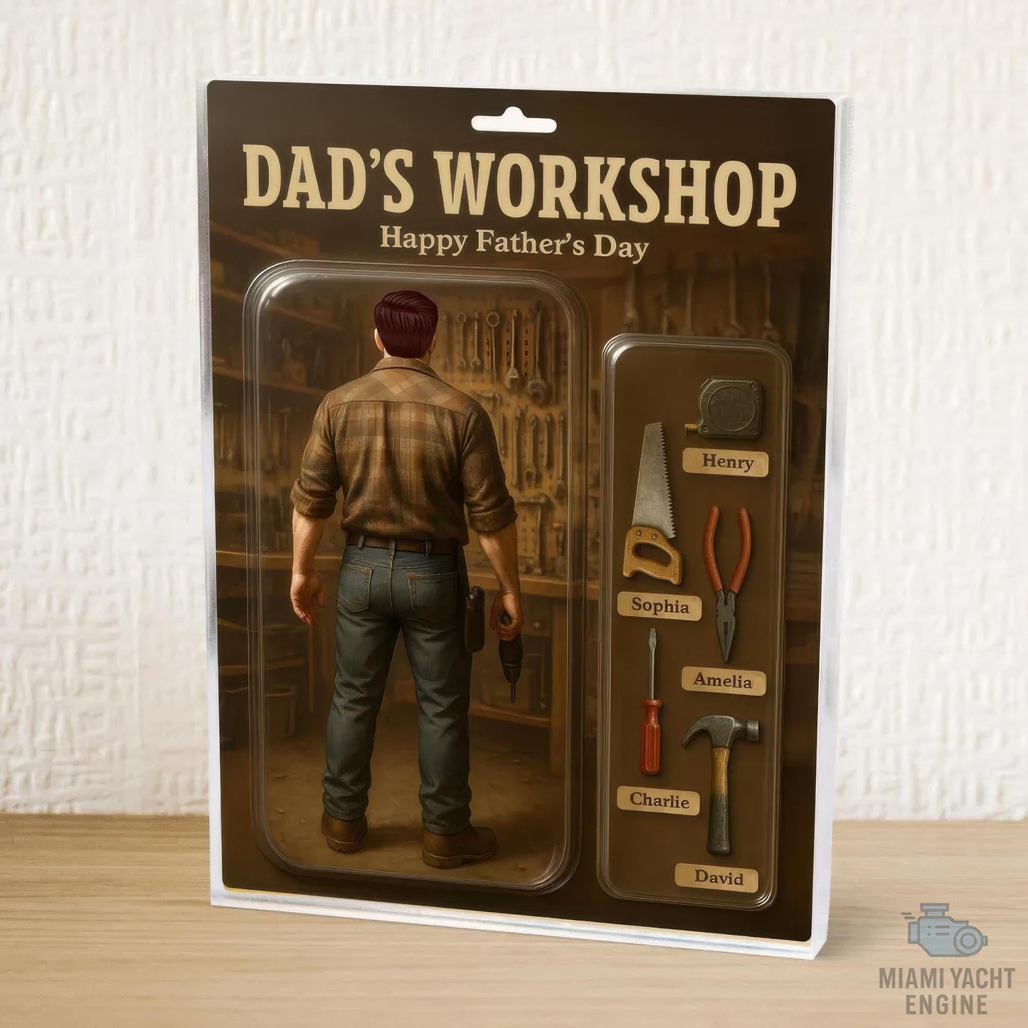 Custom Name Daddy Workshop Acrylic Block Plaque, If Dad Can’t Fix It Display Acrylic Block, Father’s Day Gift For Handy Dad,Gift For Husband