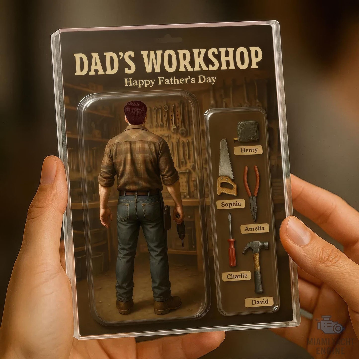 Custom Name Daddy Workshop Acrylic Block Plaque, If Dad Can’t Fix It Display Acrylic Block, Father’s Day Gift For Handy Dad,Gift For Husband