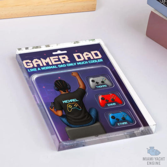 Custom Name Game Dad Like A Normal Dad Only Much Cooler Acrylic Block Plaque, Gamer Dad Acrylic Block Plaque, Father's Day Gift For Dad
