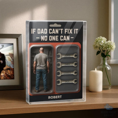 Custom Name If Dad Can’t Fix It, No One Can Acrylic Block Plaque, Dad's Workshop Tools Acrylic Block Plaque, Father’s Day Gift For Handy Dad
