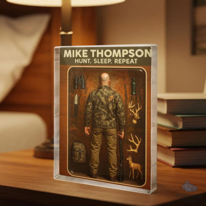 Custom Name Hunt. Sleep. Repeat Acrylic Block Plaque, Big Game Hunter Dad Acrylic Block Plaque, Father's Day Gift For Dad, Gift For Husband